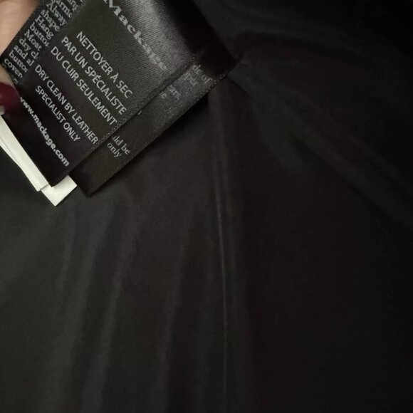 MACKAGE Women's Down Leather Sleeve Puffer Coat in Green/Black Size S - Picture 12 of 13